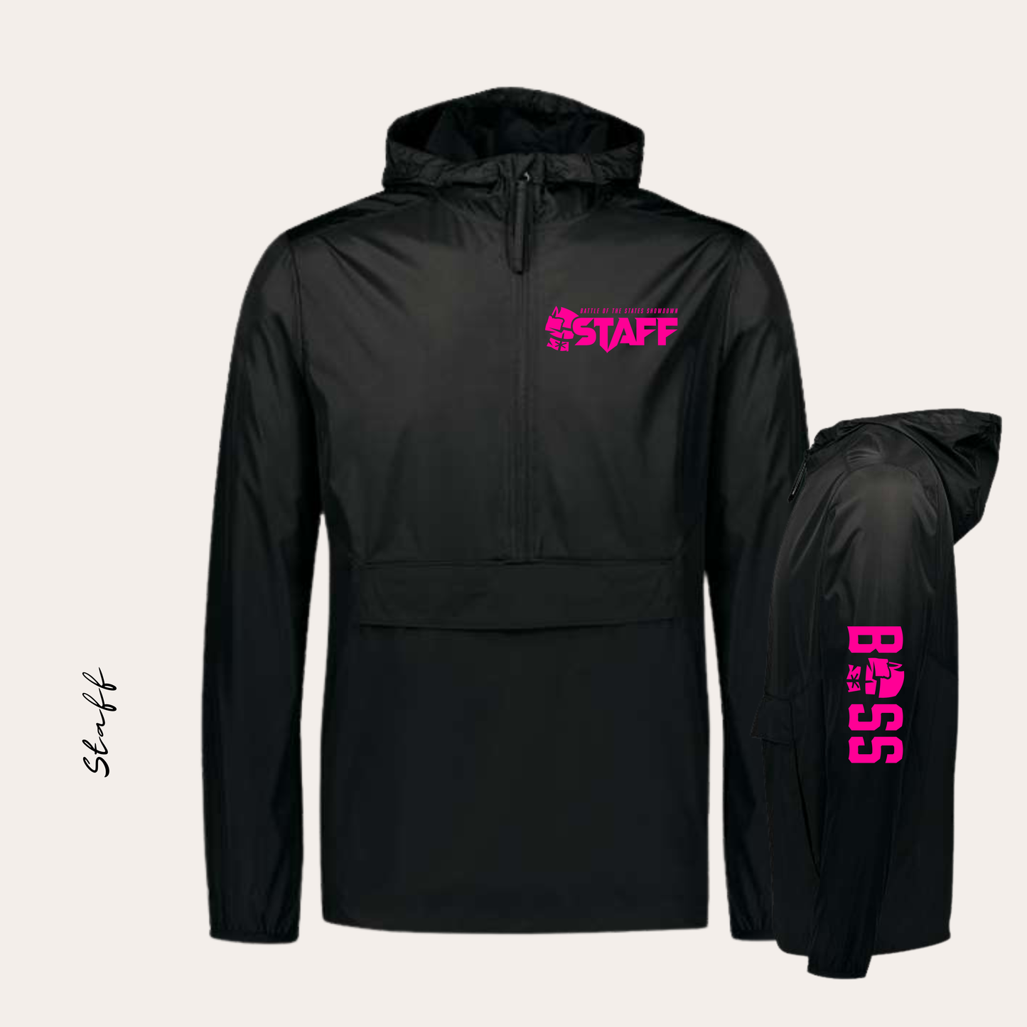 BOSS STAFF Printed Black Holloway Windbreaker