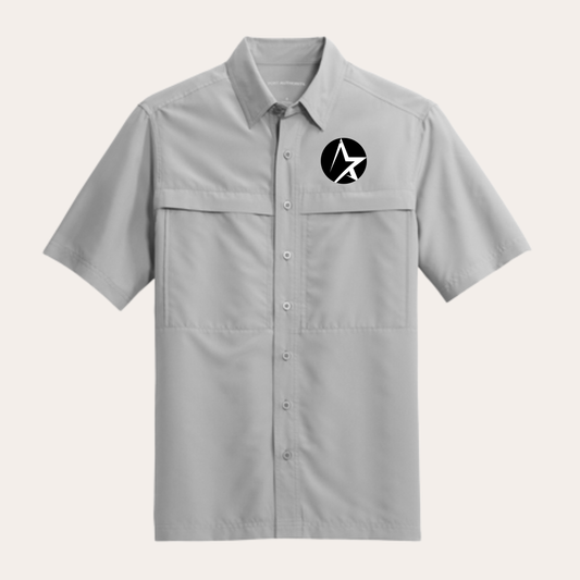 SP Mens UV Gray Short Sleeve Embroidered