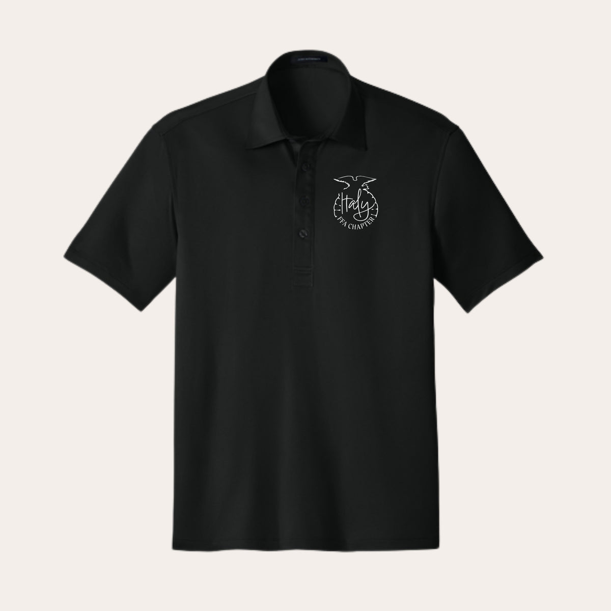 ITALY Embroidered Black Unisex Collar Polo