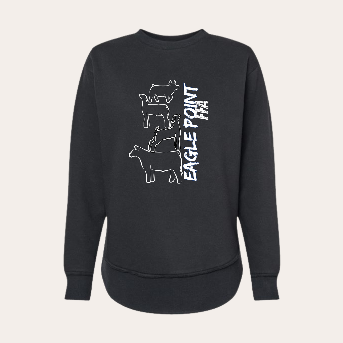 EP Printed Black Ladies Crewneck