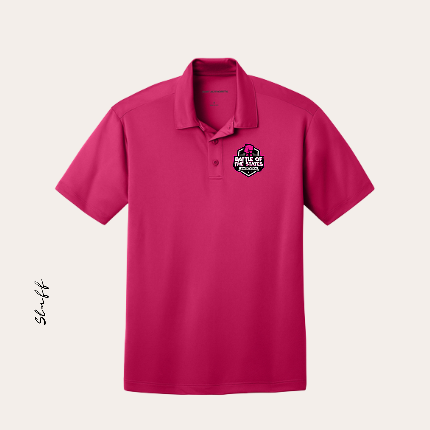BOSS STAFF Printed Pink Raspberry Polo - MEN'S