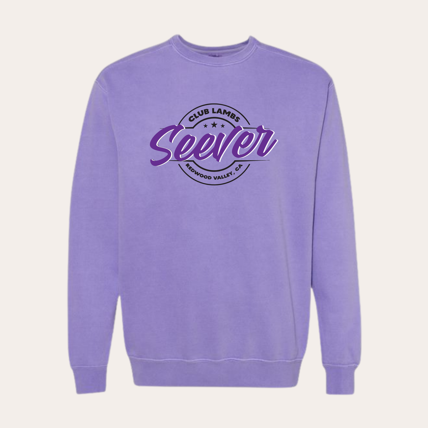 Seever Printed Garment Dyed Violet Crewneck