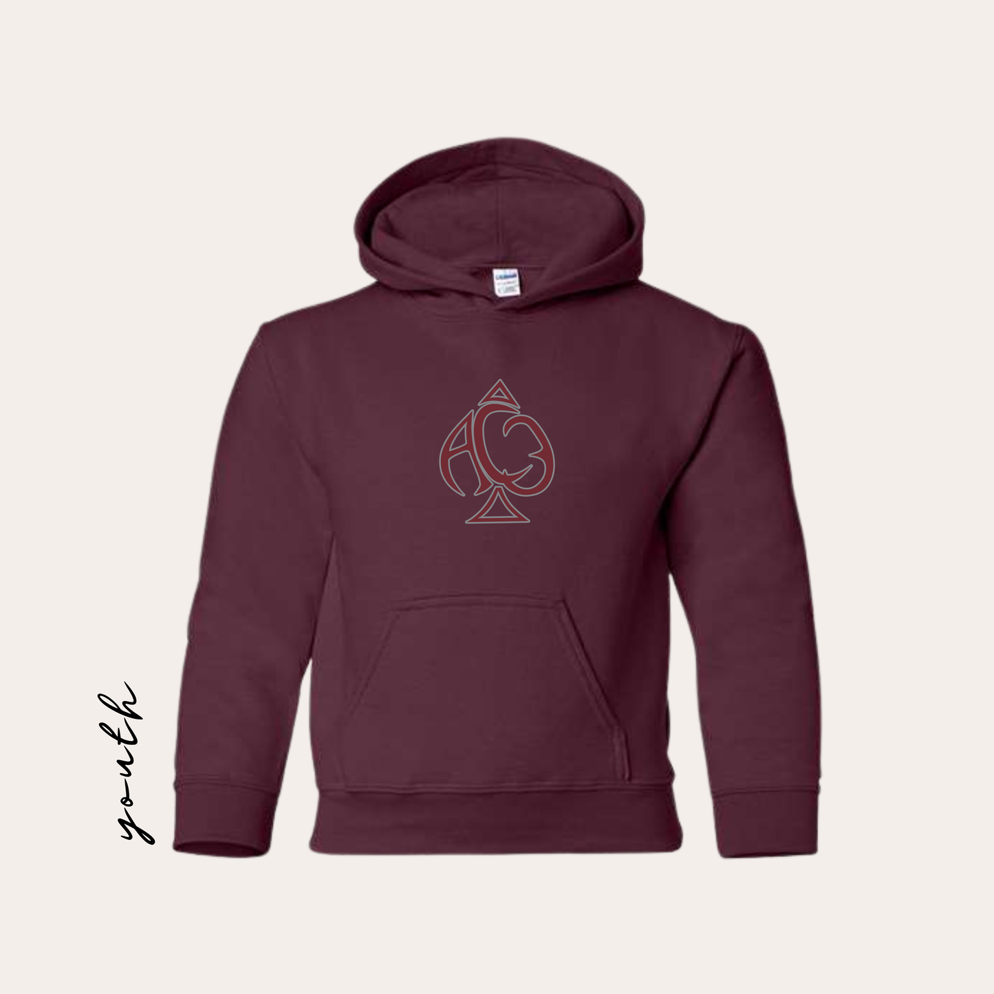 YOUTH AC3 Printed Heavy Blend Maroon Hoodie