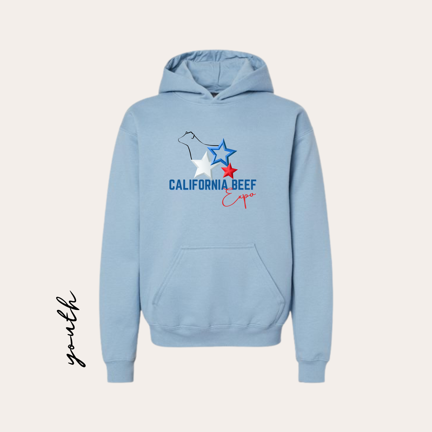CBE YOUTH Stone Blue Softstyle Hoodie Printed