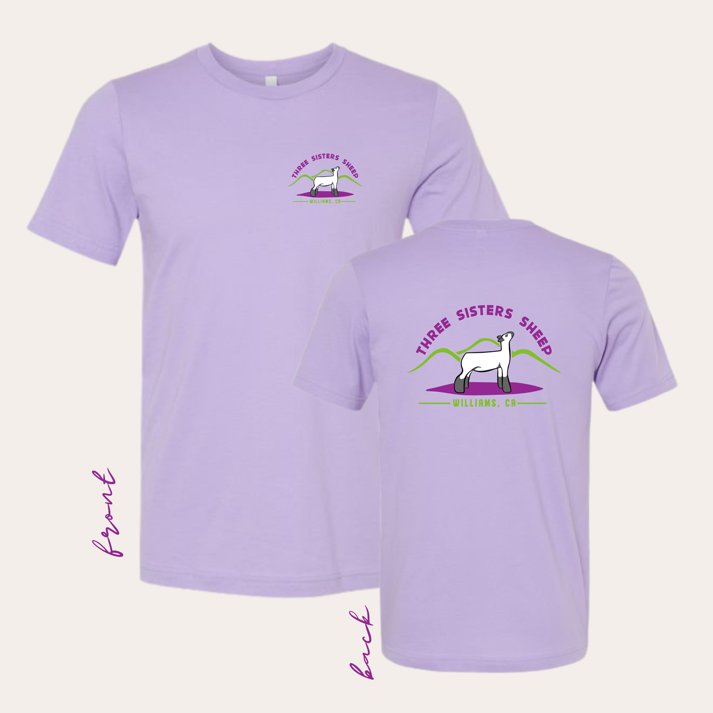 Three Sisters Printed Lavender Bella + Canvas Tee