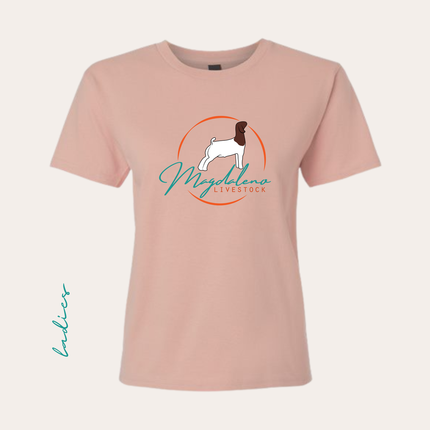 Magdaleno Ladies Heavy Cotton Dusty Rose Tee Printed