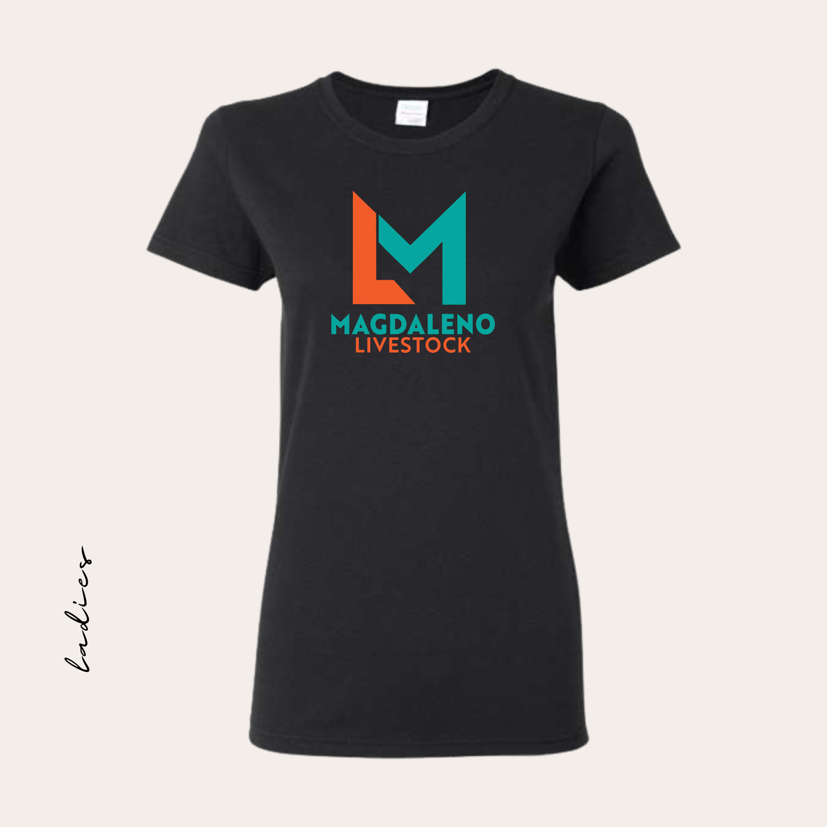 ML26 Printed Ladies Heavy Cotton Black Tee