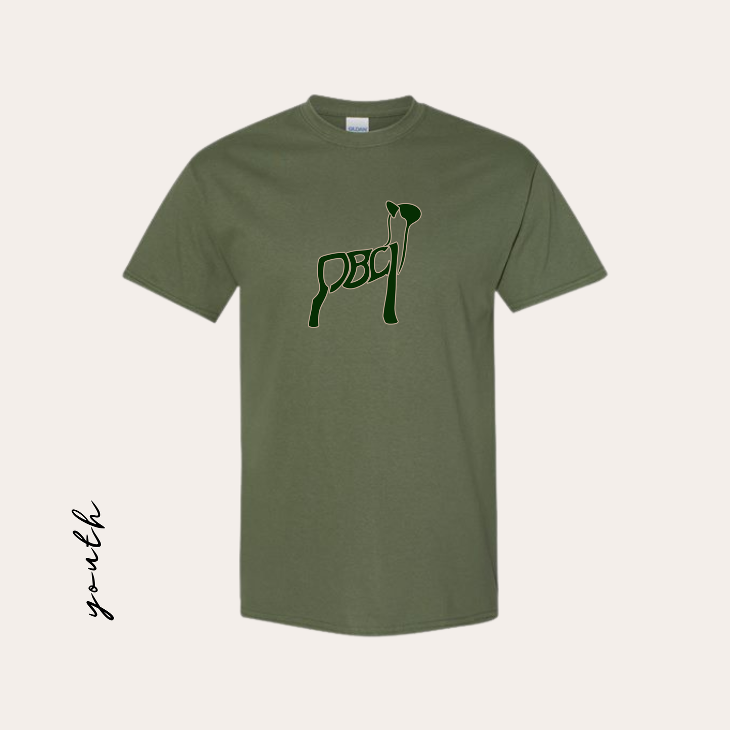 YOUTH PBCL Printed Military Green Heavy Cotton Tee