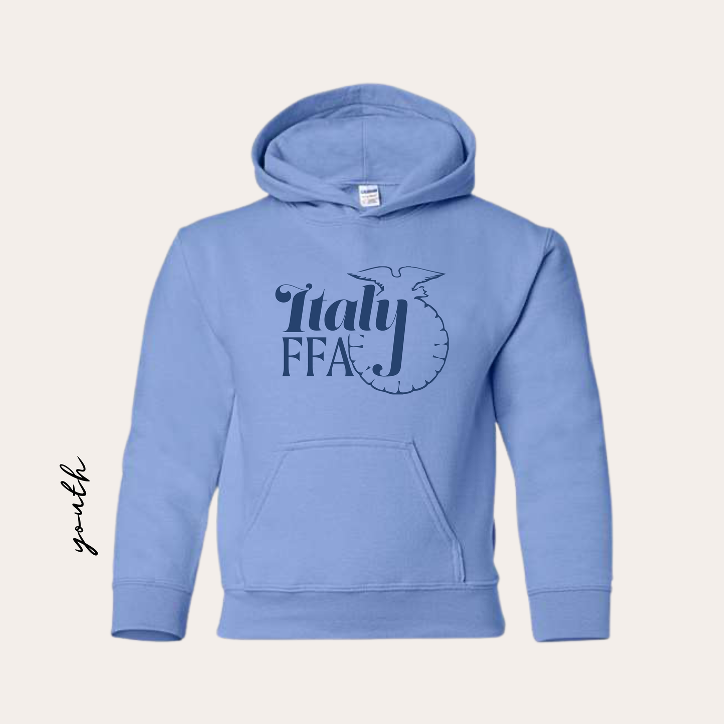 IFFA Youth Printed Heavy Blend Carolina Blue Hoodie