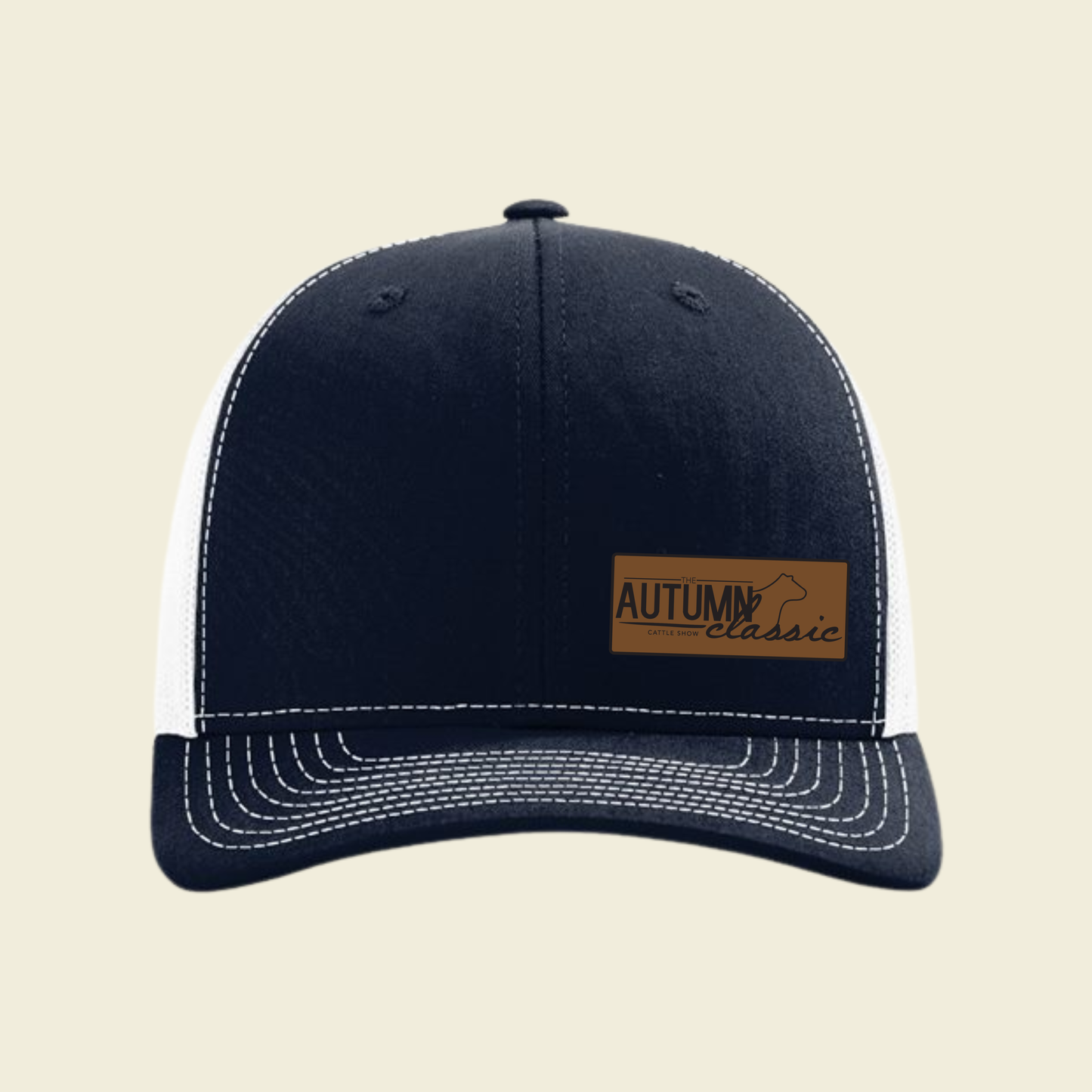 AC25 Richardson 112 Navy/White Leather Patch Hat