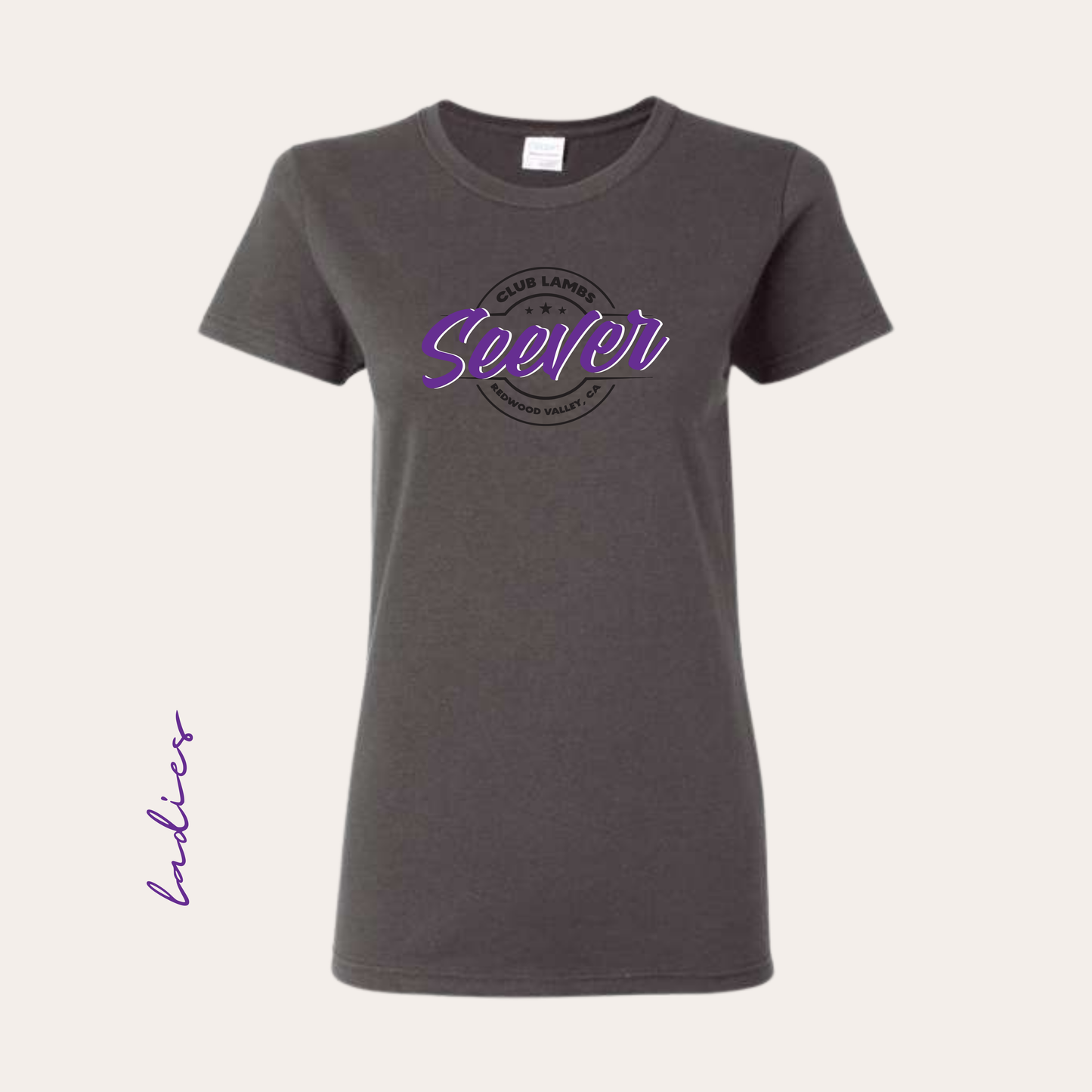 Seever Printed Ladies Charcoal Tee