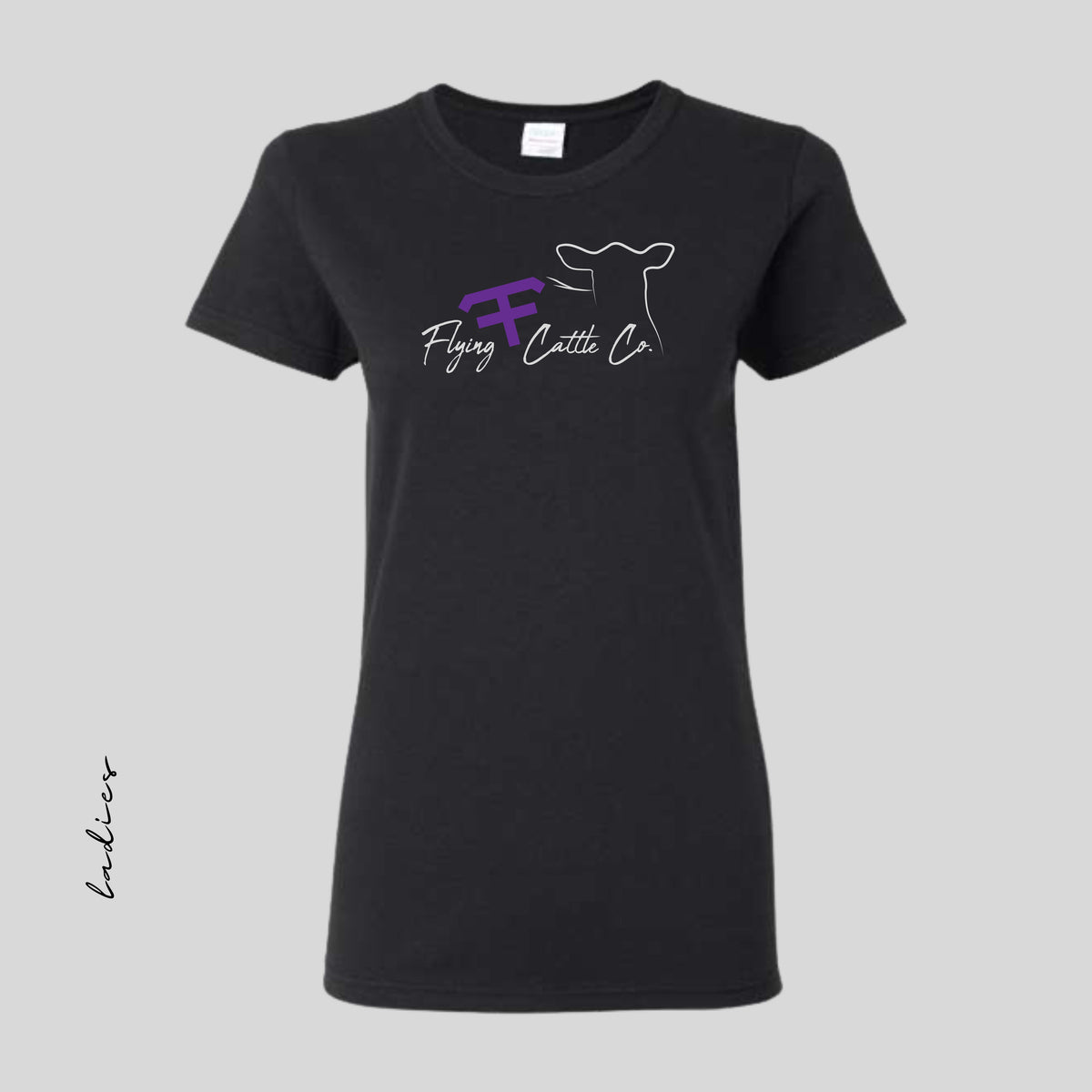 FF Printed Ladies Heavy Cotton Black Tee