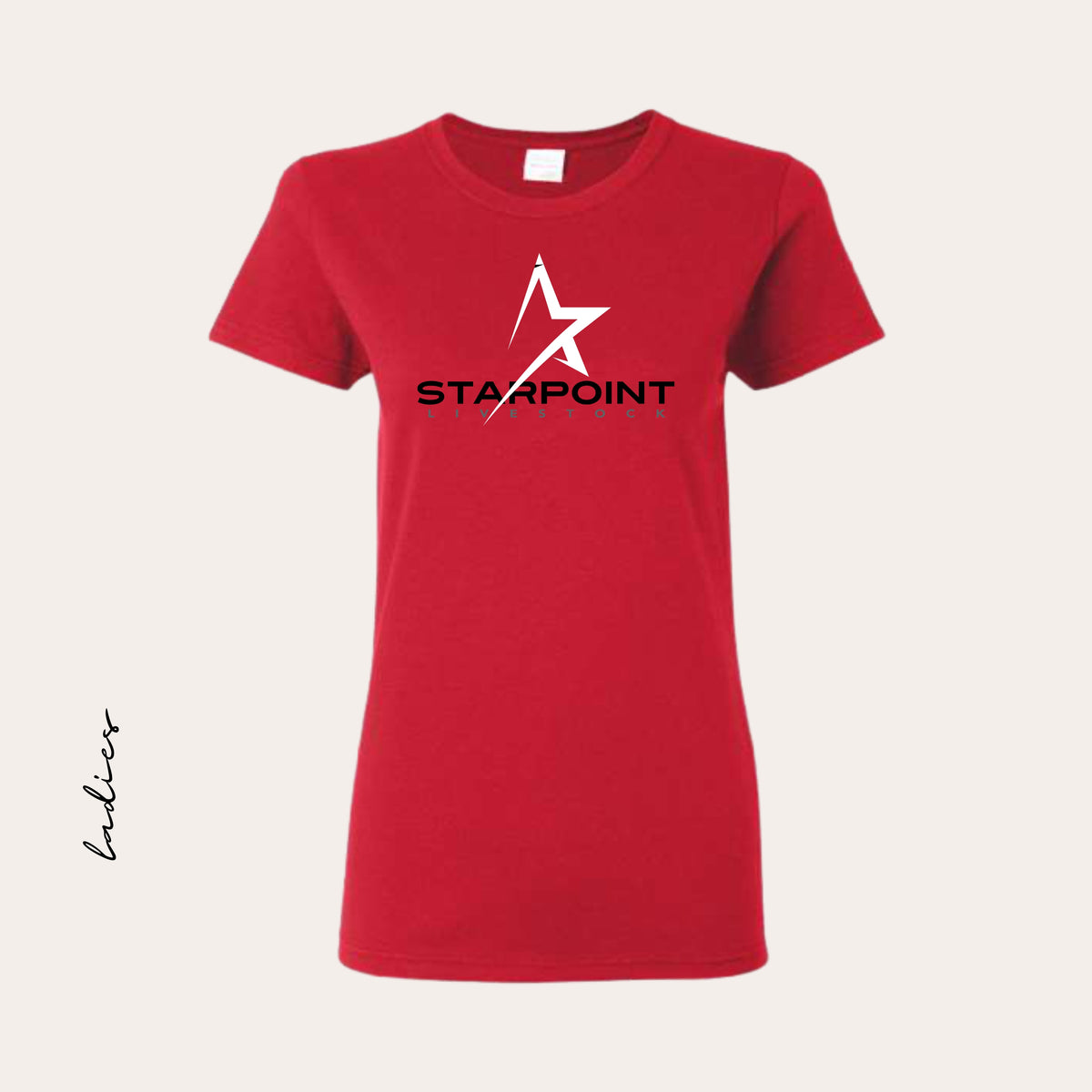SP26 Printed Ladies Red Heavy Cotton Tee