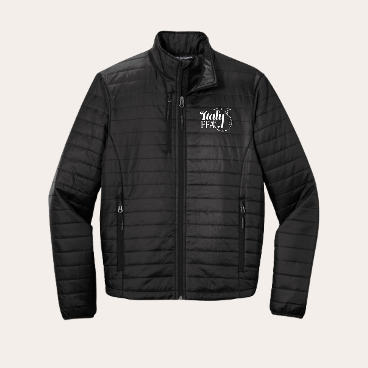 ITALY Embroidered Black Unisex Puffer Jacket