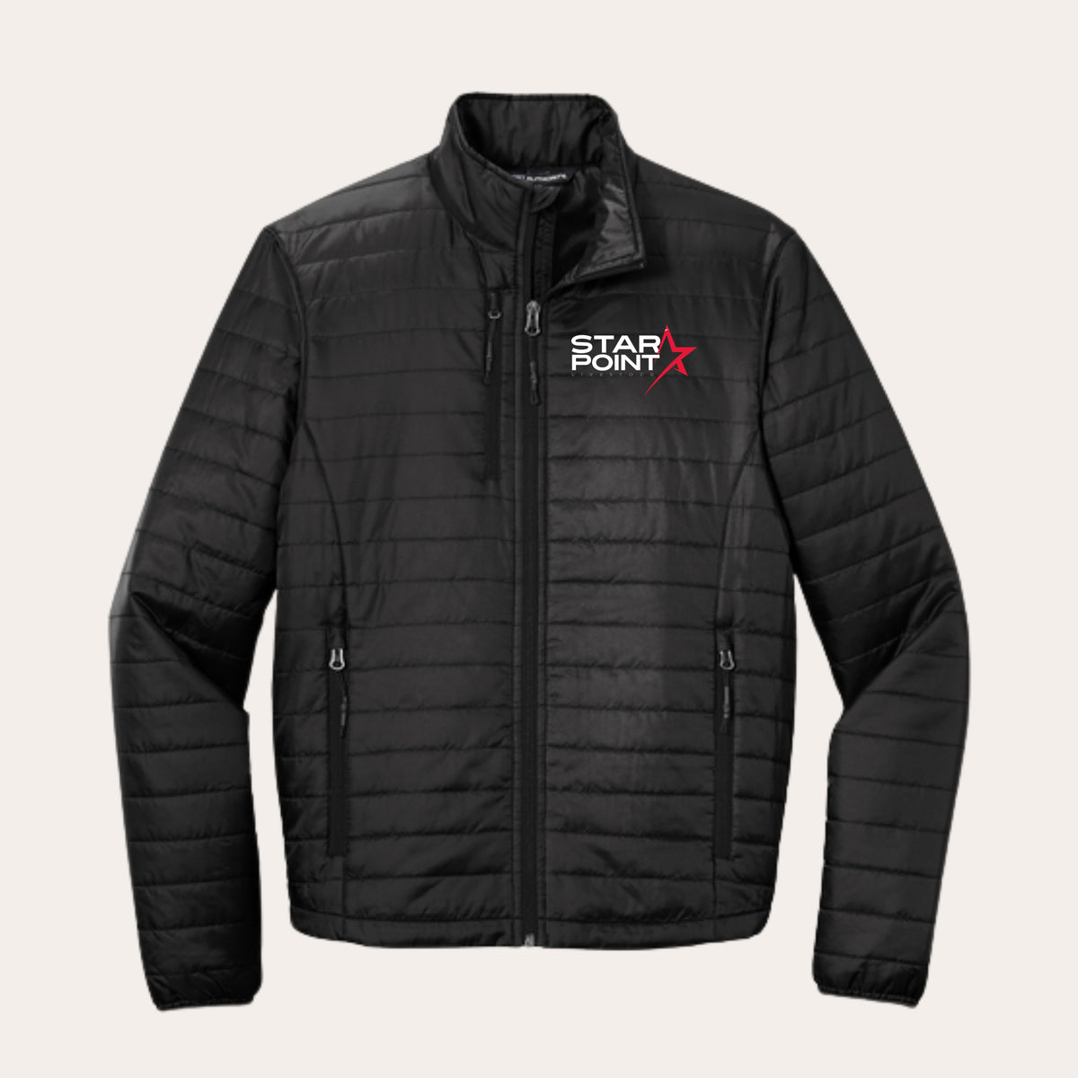SP26 Embroidered Black Unisex Puffer Jacket