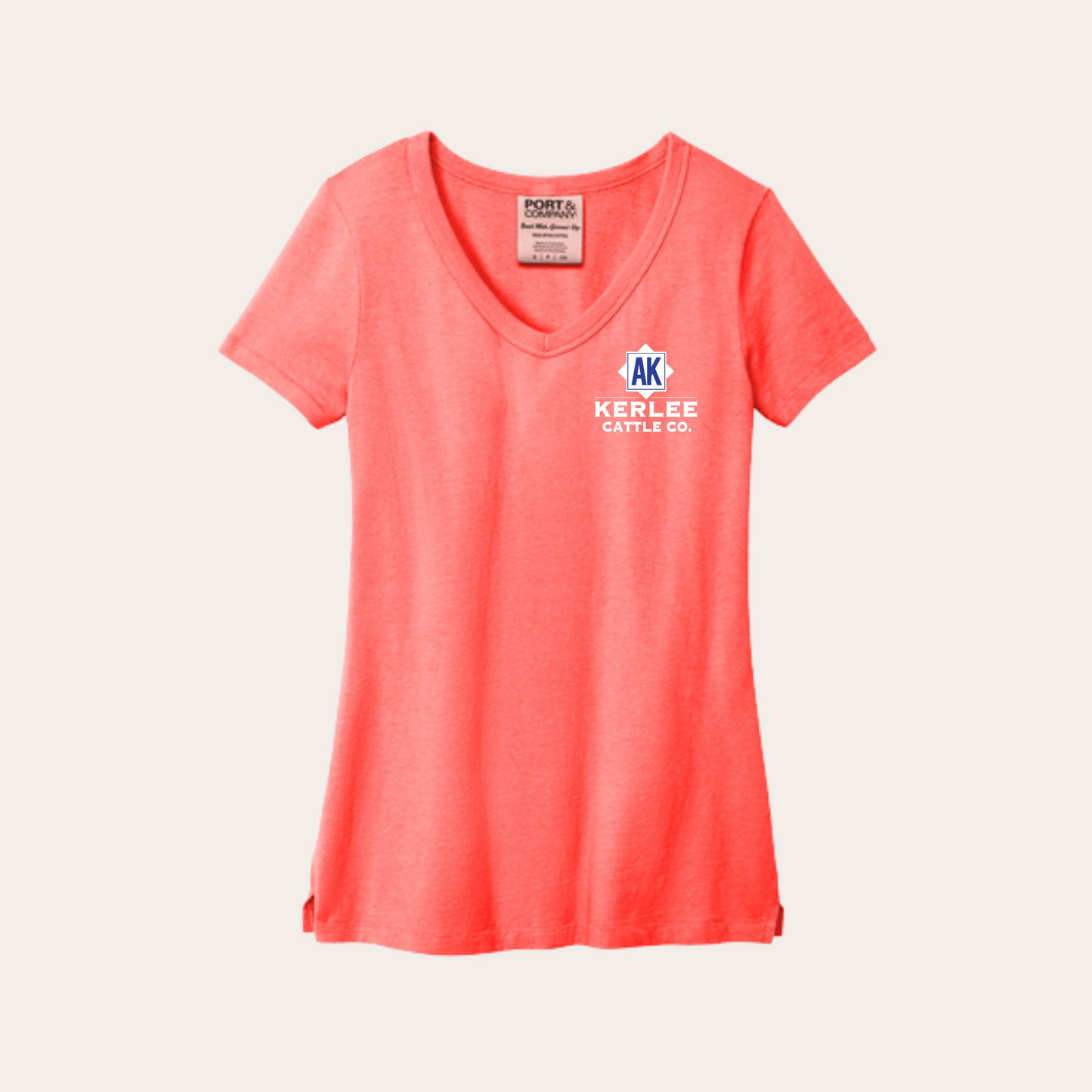 Kerlee Cattle Ladies V-neck w/ Pocket Logo