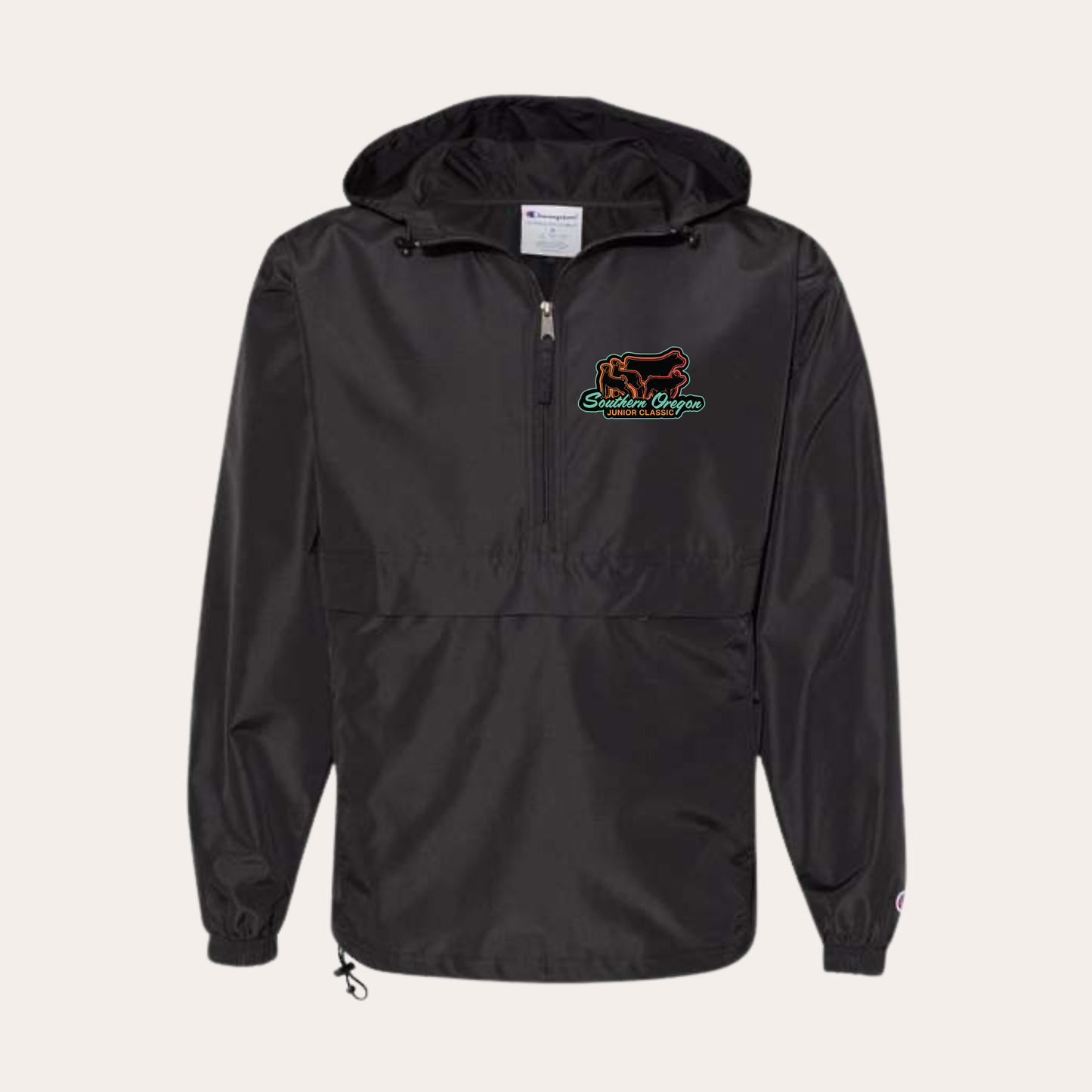 SOJC Embroidered Black Champion Windbreaker