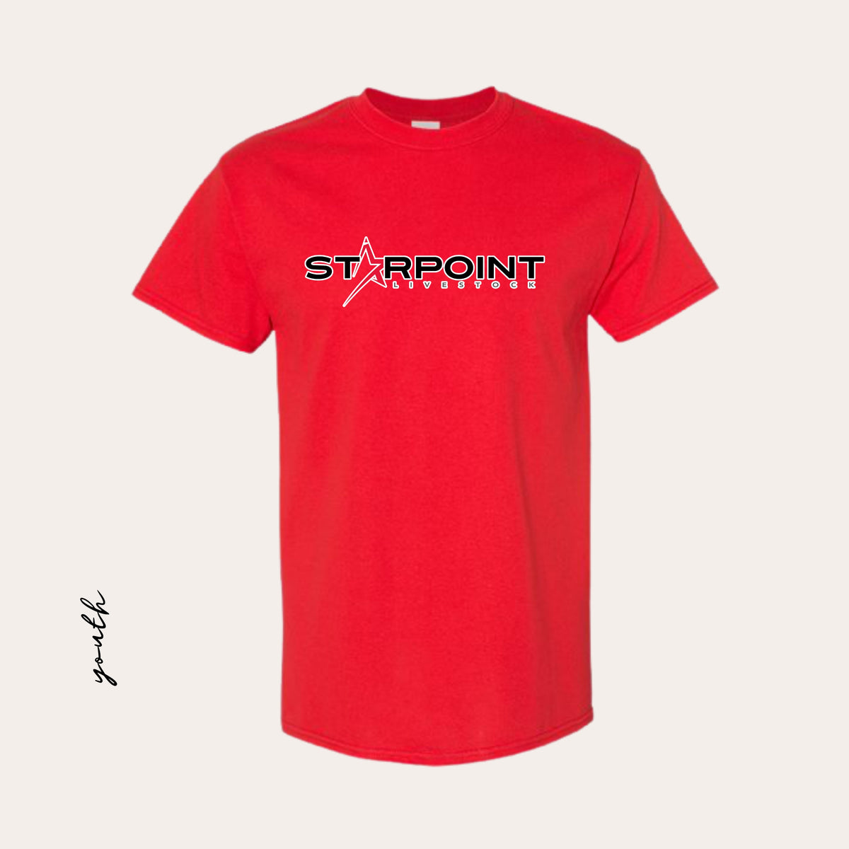 SP26 Youth Printed Red Heavy Cotton Tee