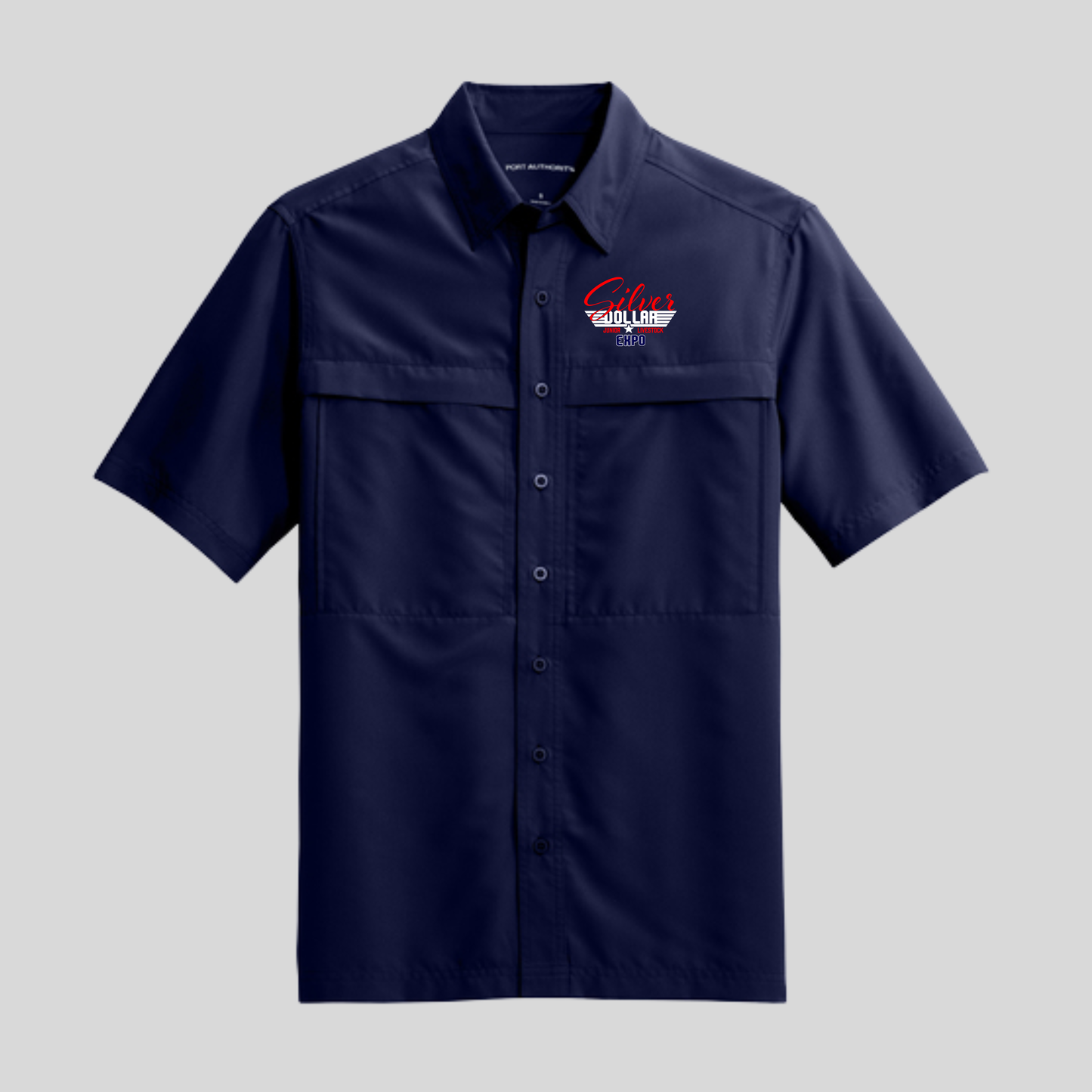 SD Embroidered Men's UV Navy Short Sleeve