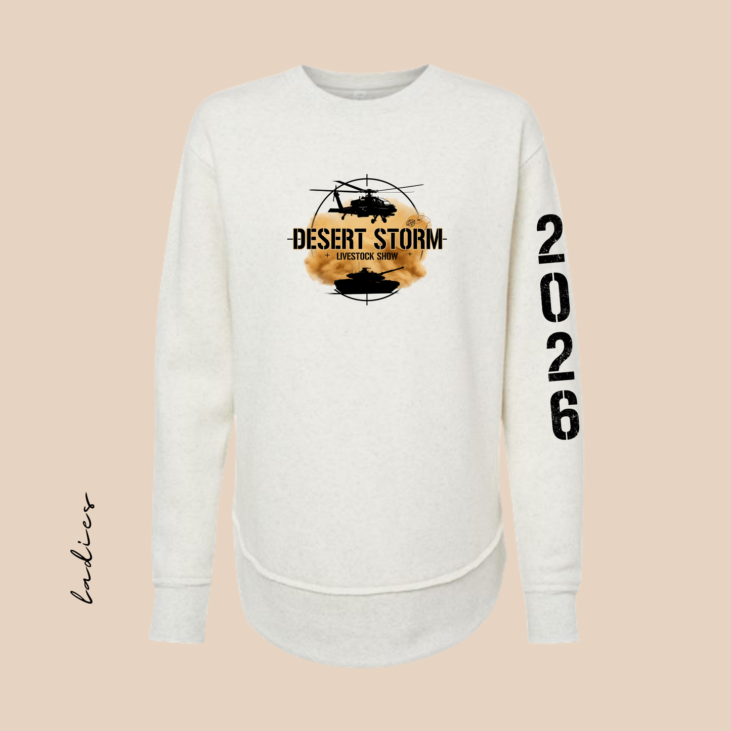 DS Printed Natural Heather Ladies Crewneck