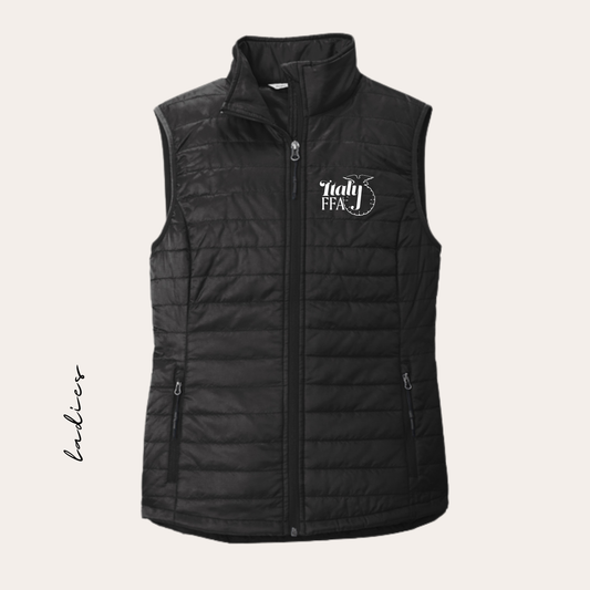 IFFA Embroidered Black Ladies Puffer Vest