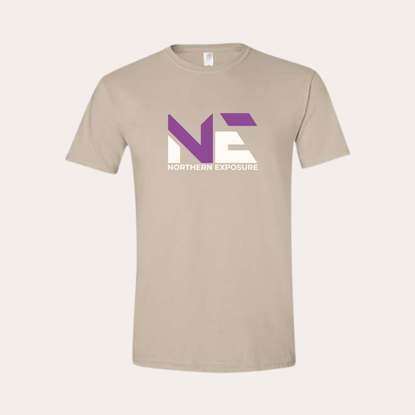 NE25 Softstyle Tee - Sand w/ Purple & White Logo