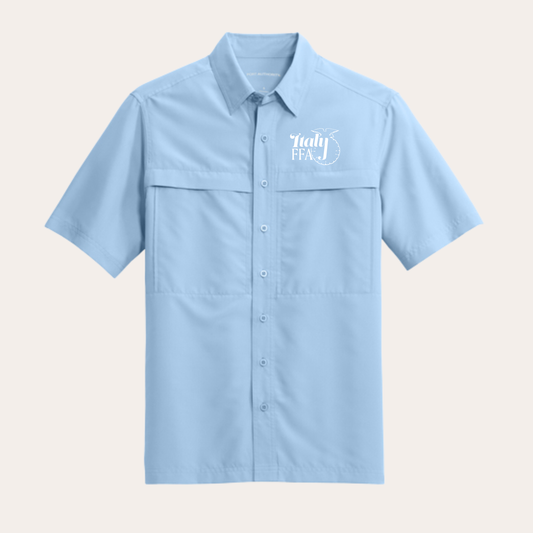 IFFA Embroidered Blue Men's Button Up