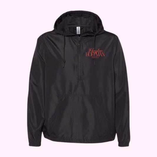 HH Black ITC 1/4 zip Windbreaker w/ Stacked Logo