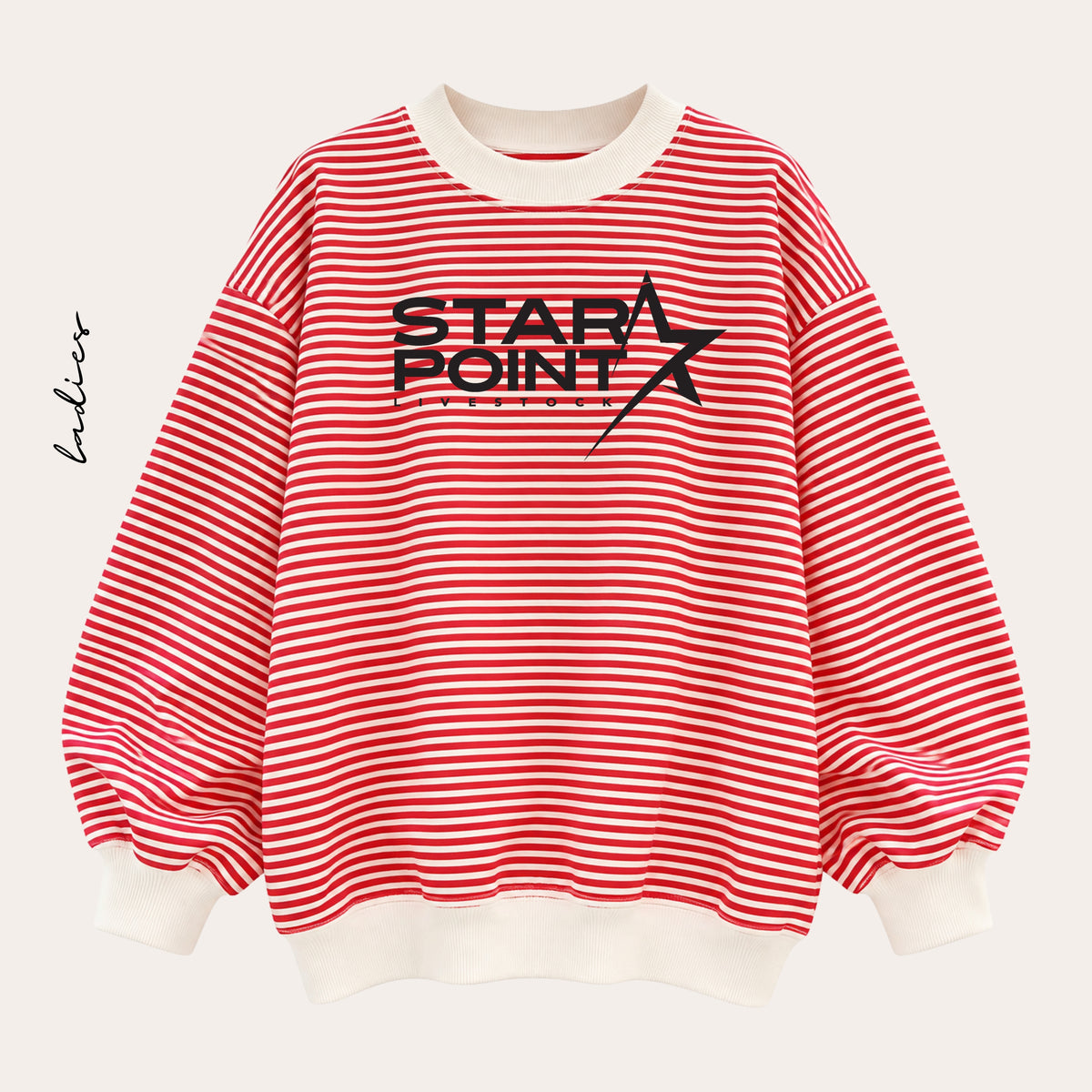SP26 Printed Red Striped Mock Neck