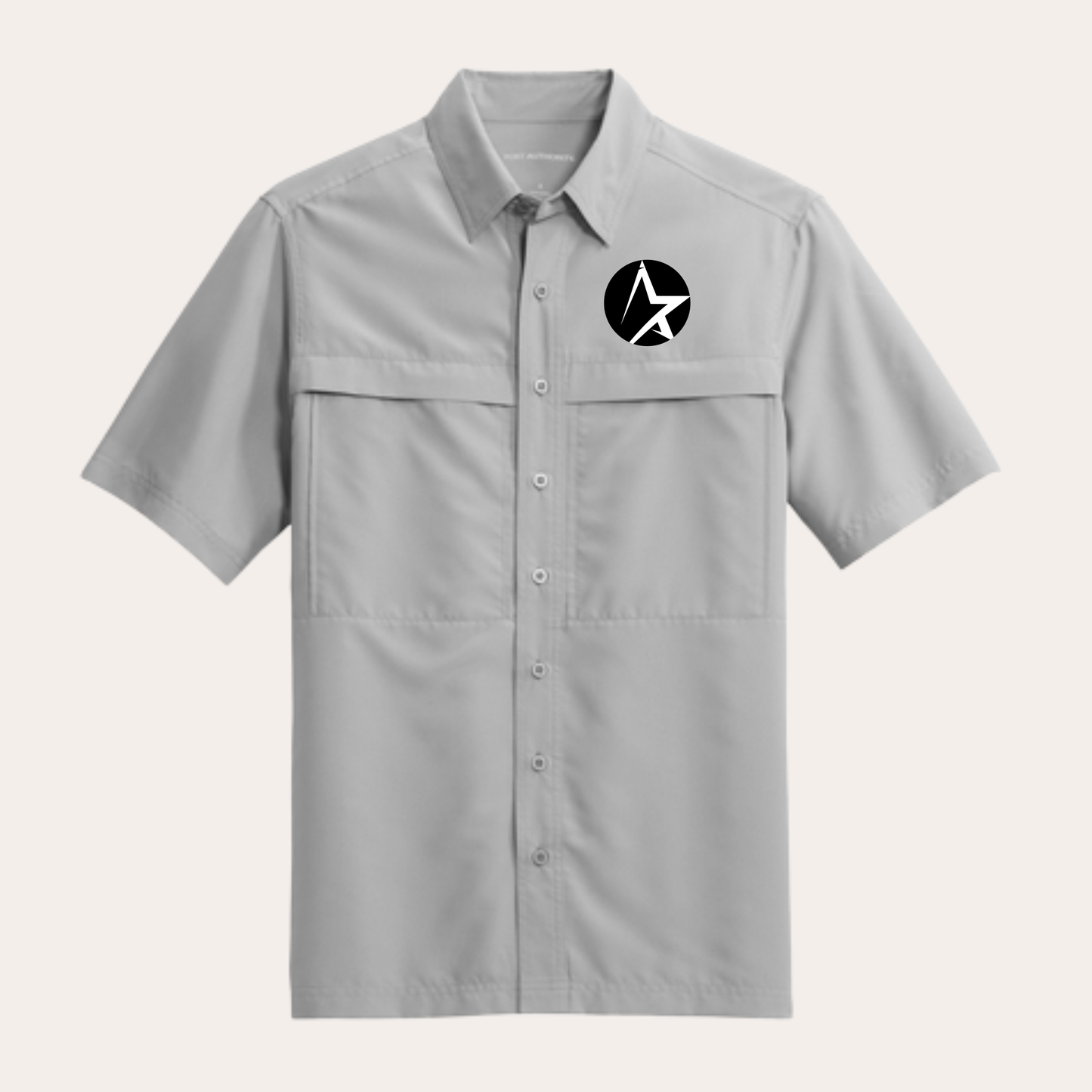 SP Mens UV Gray Short Sleeve Embroidered