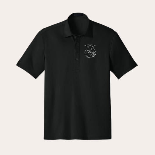 ITALY Embroidered Black Unisex Collar Polo