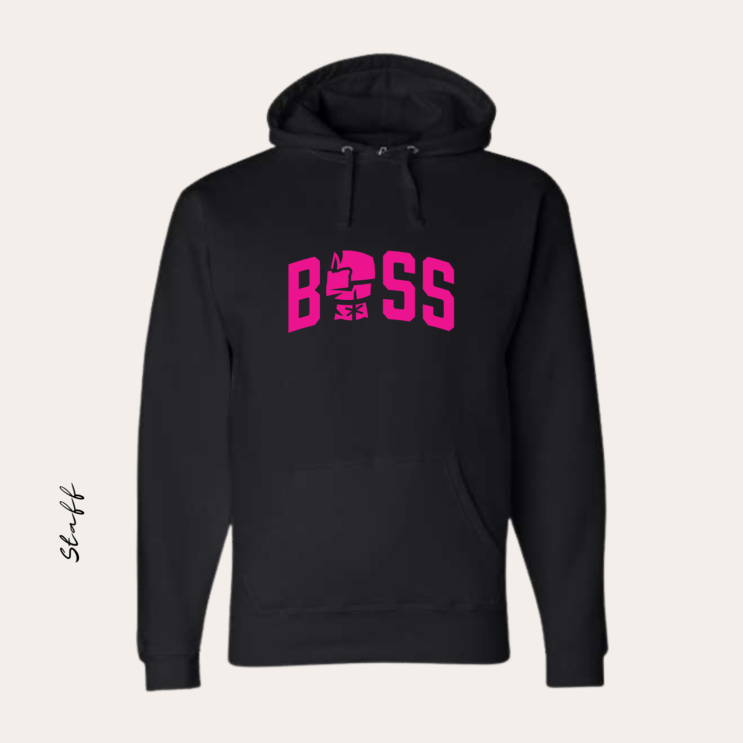 BOSS STAFF Printed Black Middleweight Hoodie
