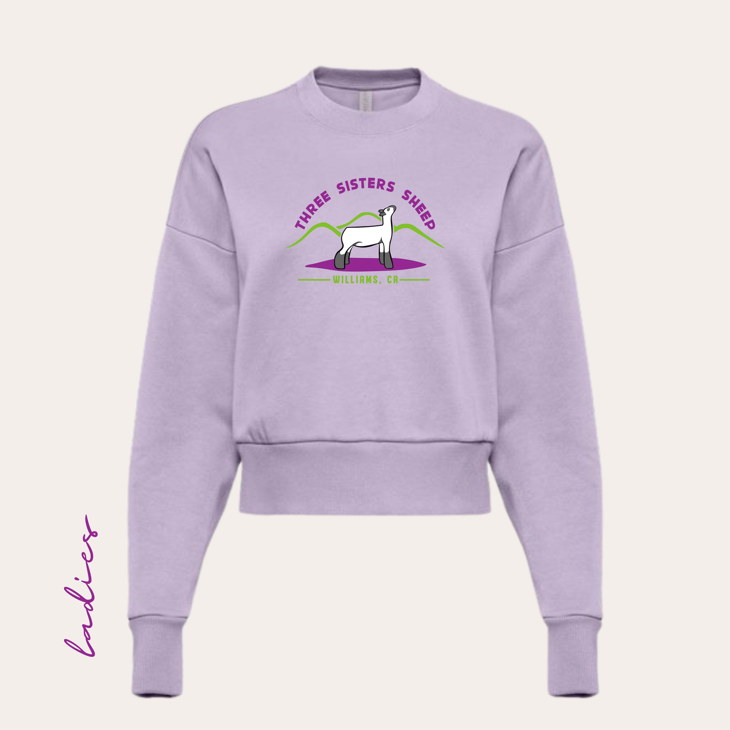 Three Sisters Printed Lavender Ladies Crewneck