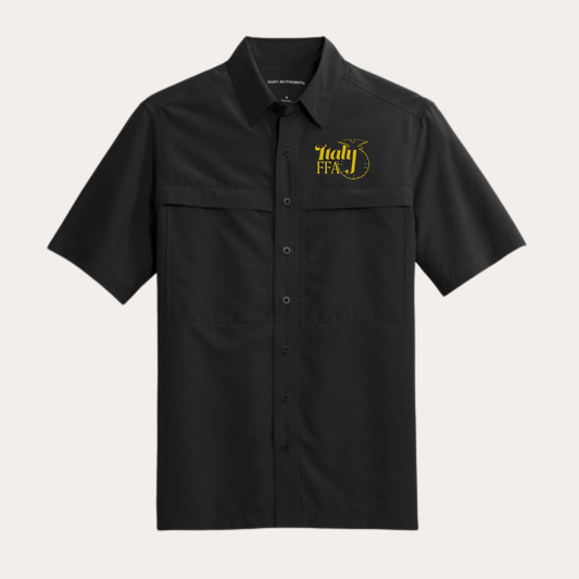 IFFA Embroidered Black Men's Button Up