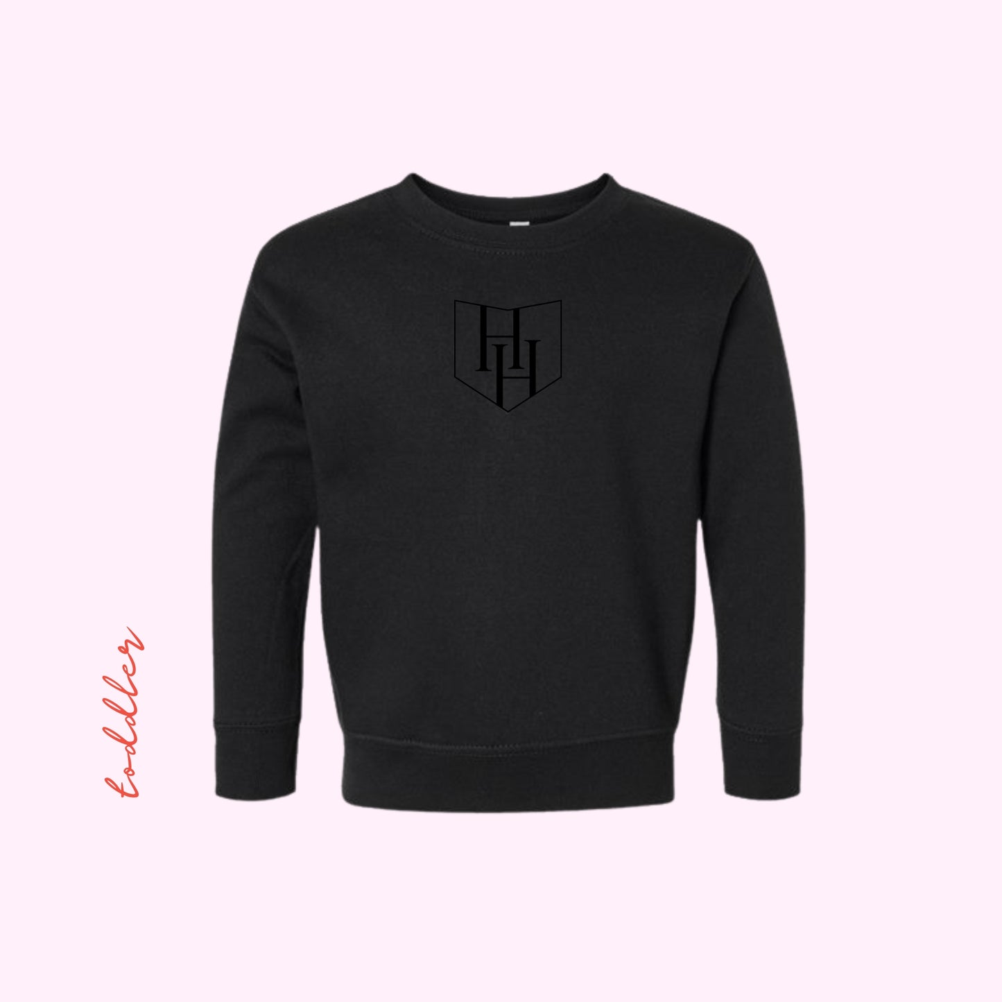 TODDLER HH Black Crewneck w/ Embroidered Watermark
