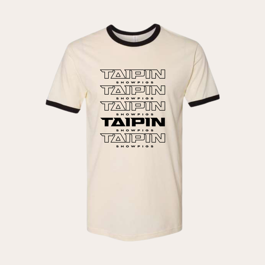 Taipin Printed Cream/Black Ringer Tee