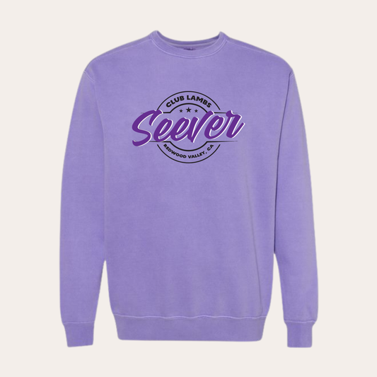 Seever Printed Garment Dyed Violet Crewneck