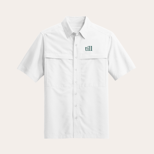 Till Embroidered White Men's UV Short Sleeve