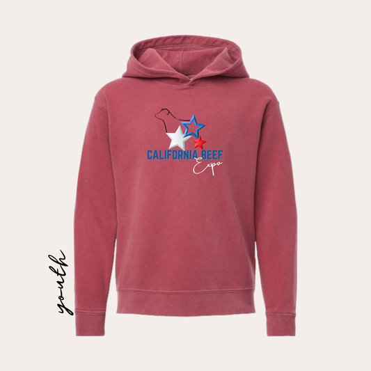 CBE YOUTH Printed Lightweight Comfort Colors Crimson Hoodie