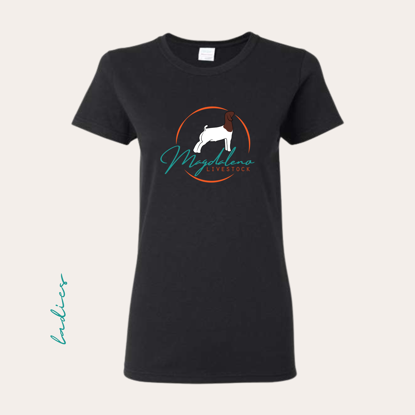 Magdaleno Ladies Heavy Cotton Black Tee Printed