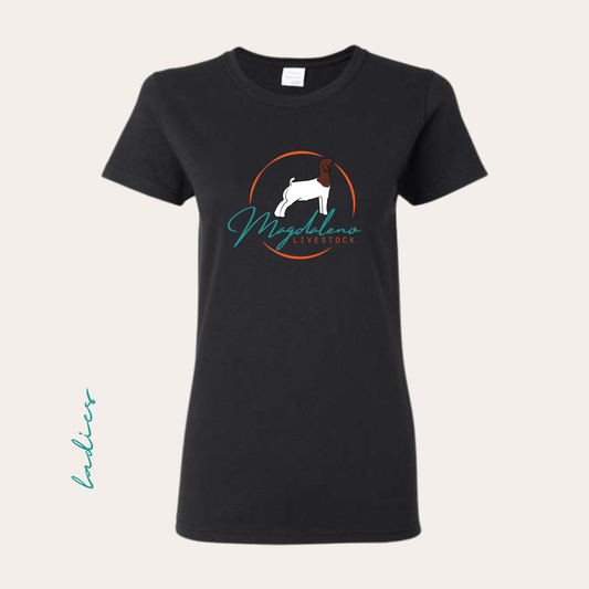 Magdaleno Ladies Heavy Cotton Black Tee Printed