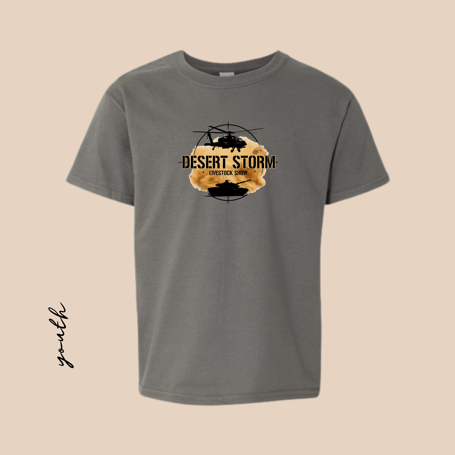 DS Youth Printed Charcoal Softstyle Tee