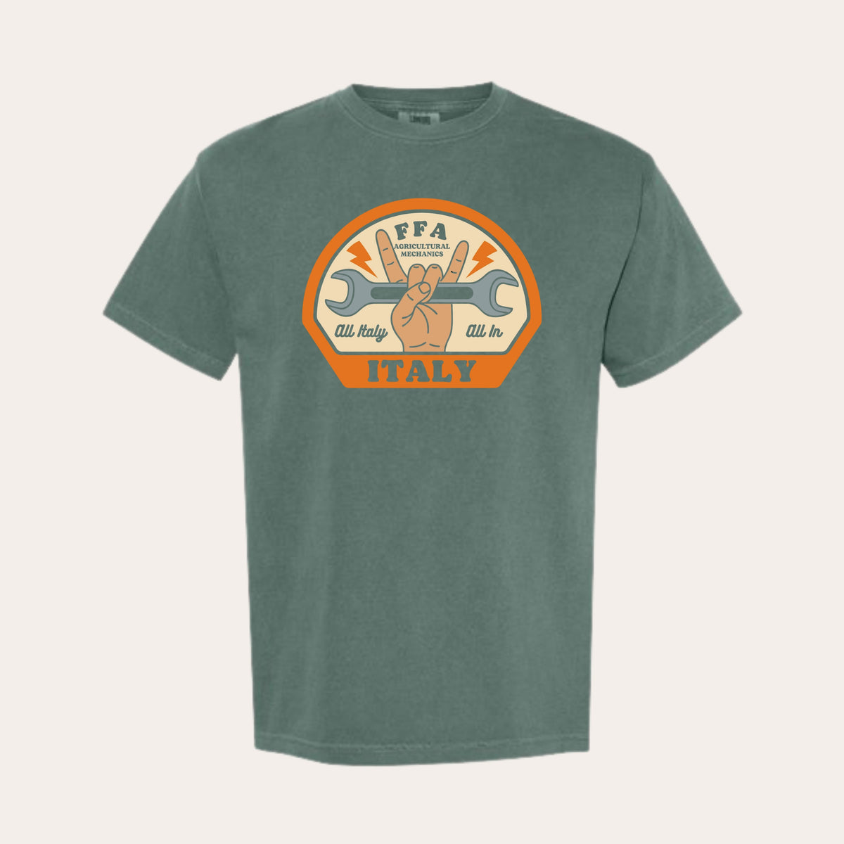 ITALY Printed Comfort Colors Blue Spruce Tee