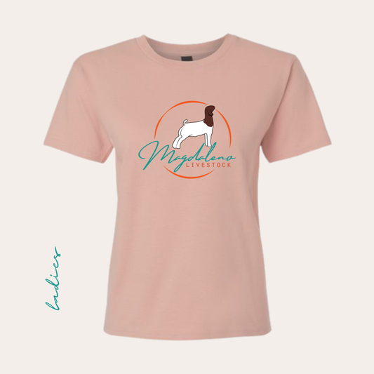 Magdaleno Ladies Heavy Cotton Dusty Rose Tee Printed