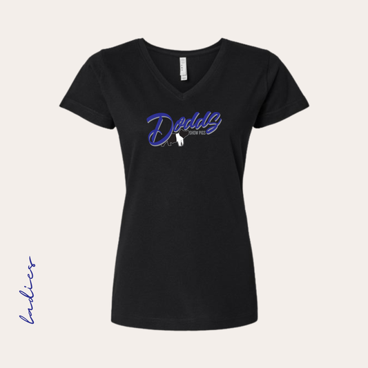 Dodds Printed Black Ladies V-neck Tee