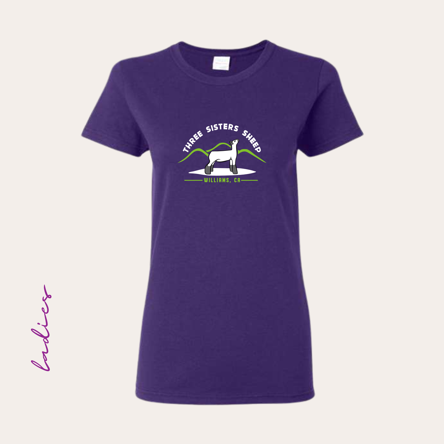 Three Sisters Printed Ladies Purple Heavy Cotton Tee