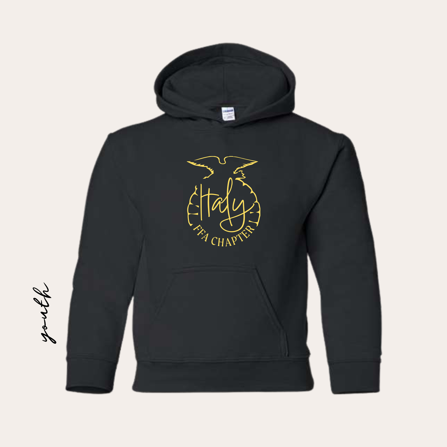 IFFA Youth Printed Heavy Blend Black Hoodie