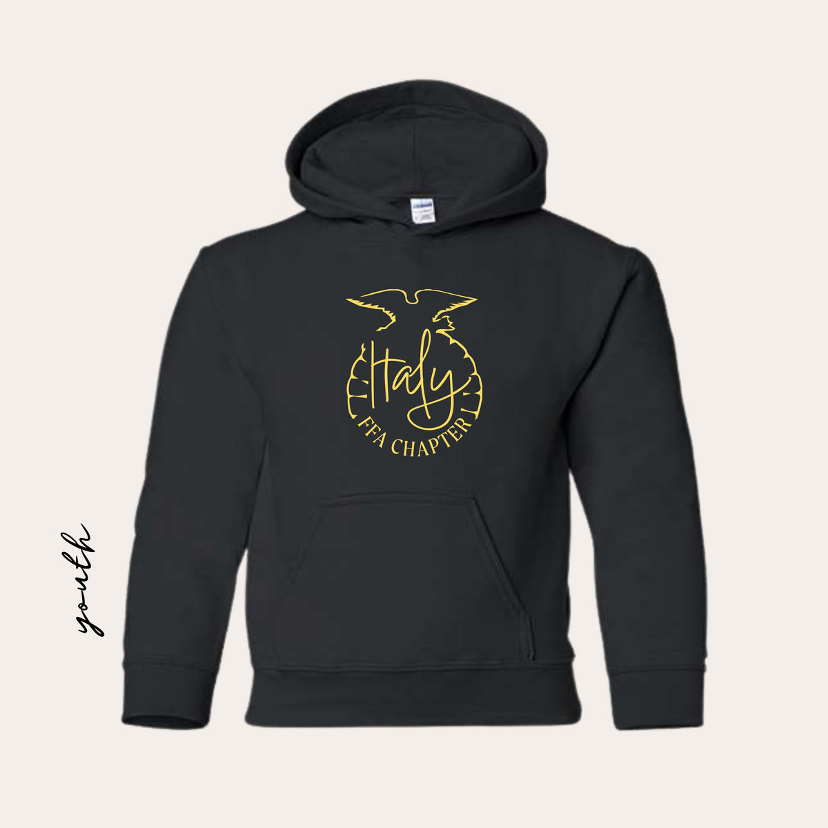 YOUTH ITALY Printed Heavy Blend Black Hoodie