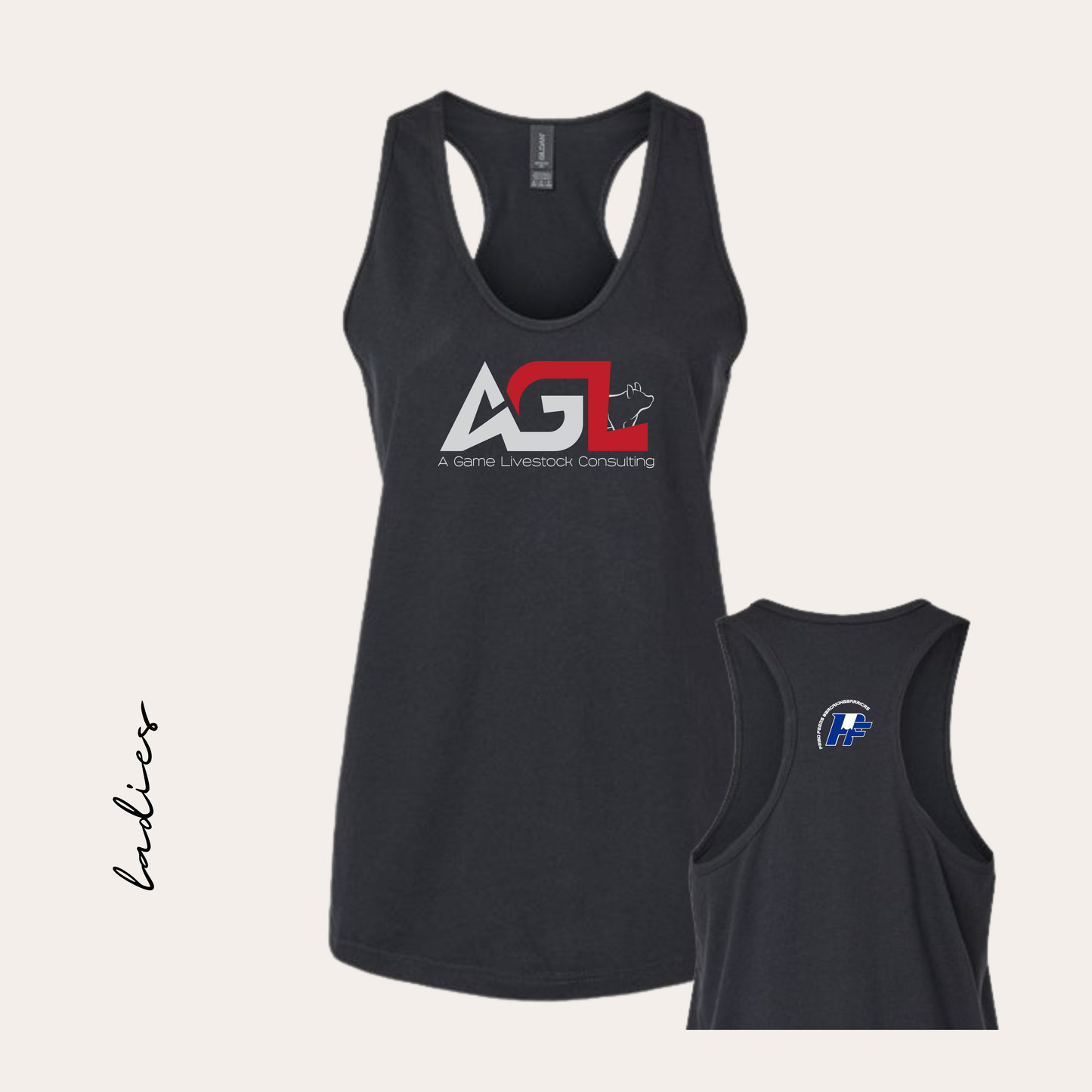 AGL Printed Softstyle CVC Black Ladies Tank