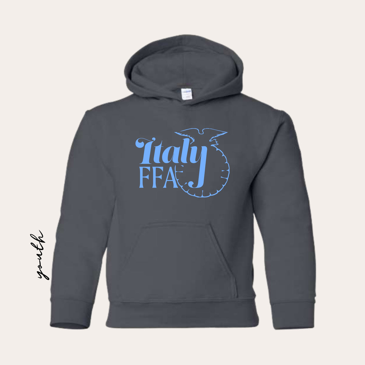YOUTH ITALY Printed Heavy Blend Charcoal Hoodie